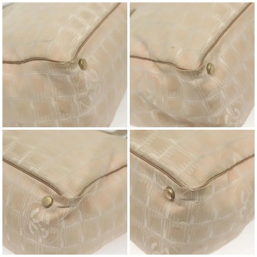 CHANEL New Travel Line Tote Bag Nylon Beige Gold CC Auth ti3356 - Picture 16 of 16